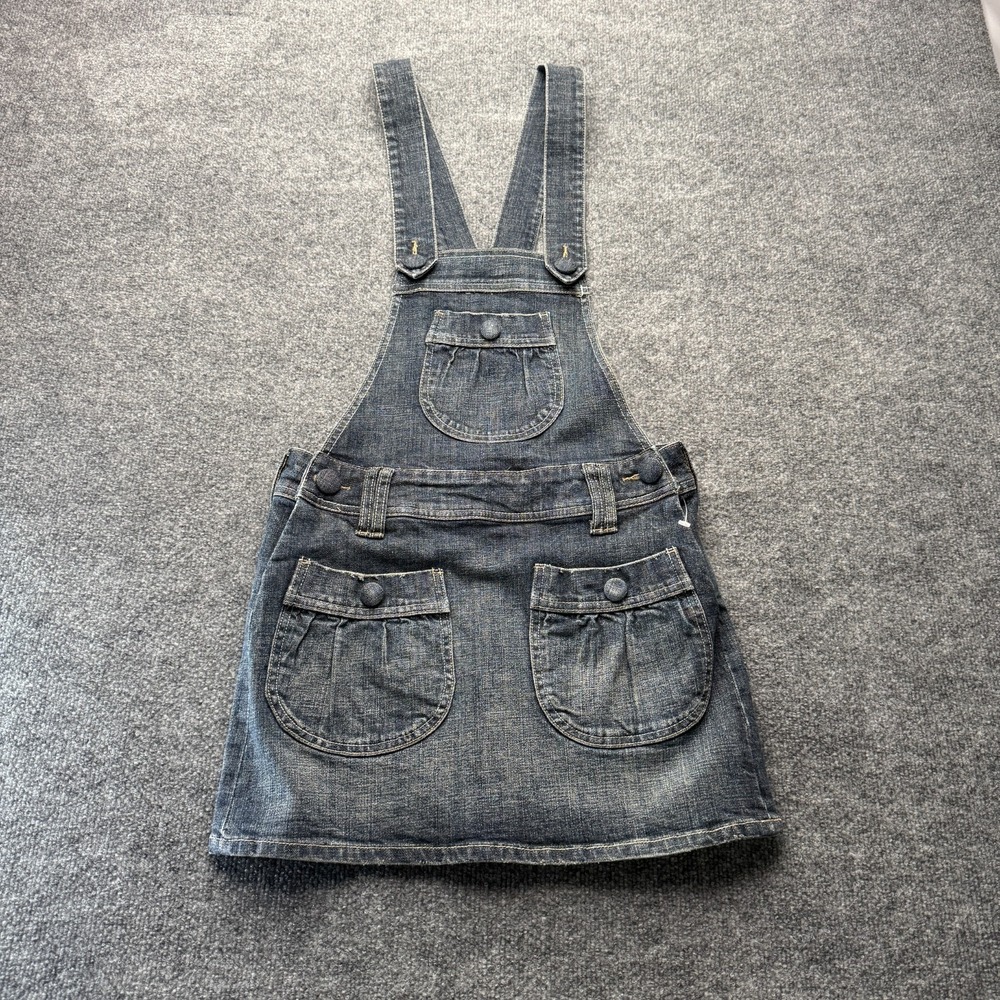 VTG Y2K Bullhead Denim Overall Skirt Size 26 Pinafore Mini